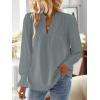 imageFalechay Boho Tops for Women V Neck Blouses Flowy Swiss Dot Dressy Casual Lace Womens Long Sleeve Shirts Trendy 2026Graygreen