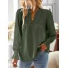 imageFalechay Boho Tops for Women V Neck Blouses Flowy Swiss Dot Dressy Casual Lace Womens Long Sleeve Shirts Trendy 2026Green