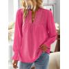imageFalechay Boho Tops for Women V Neck Blouses Flowy Swiss Dot Dressy Casual Lace Womens Long Sleeve Shirts Trendy 2026Hot Pink