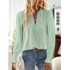imageFalechay Boho Tops for Women V Neck Blouses Flowy Swiss Dot Dressy Casual Lace Womens Long Sleeve Shirts Trendy 2026Light Green