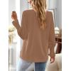 imageFalechay Boho Tops for Women V Neck Blouses Flowy Swiss Dot Dressy Casual Lace Womens Long Sleeve Shirts Trendy 2026Mocha