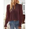 imageFalechay Boho Tops for Women V Neck Blouses Flowy Swiss Dot Dressy Casual Lace Womens Long Sleeve Shirts Trendy 2026Mulberry