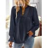 imageFalechay Boho Tops for Women V Neck Blouses Flowy Swiss Dot Dressy Casual Lace Womens Long Sleeve Shirts Trendy 2026Navy Blue