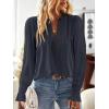 imageFalechay Boho Tops for Women V Neck Blouses Flowy Swiss Dot Dressy Casual Lace Womens Long Sleeve Shirts Trendy 2026Navy Blue