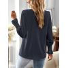 imageFalechay Boho Tops for Women V Neck Blouses Flowy Swiss Dot Dressy Casual Lace Womens Long Sleeve Shirts Trendy 2026Navy Blue