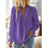 imageFalechay Boho Tops for Women V Neck Blouses Flowy Swiss Dot Dressy Casual Lace Womens Long Sleeve Shirts Trendy 2026Purple