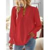 imageFalechay Boho Tops for Women V Neck Blouses Flowy Swiss Dot Dressy Casual Lace Womens Long Sleeve Shirts Trendy 2026Red