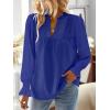 imageFalechay Boho Tops for Women V Neck Blouses Flowy Swiss Dot Dressy Casual Lace Womens Long Sleeve Shirts Trendy 2026Royal Blue
