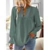 imageFalechay Boho Tops for Women V Neck Blouses Flowy Swiss Dot Dressy Casual Lace Womens Long Sleeve Shirts Trendy 2026Sage Green