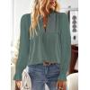 imageFalechay Boho Tops for Women V Neck Blouses Flowy Swiss Dot Dressy Casual Lace Womens Long Sleeve Shirts Trendy 2026Sage Green
