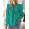 imageFalechay Boho Tops for Women V Neck Blouses Flowy Swiss Dot Dressy Casual Lace Womens Long Sleeve Shirts Trendy 2026Turquoise
