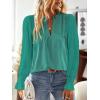 imageFalechay Boho Tops for Women V Neck Blouses Flowy Swiss Dot Dressy Casual Lace Womens Long Sleeve Shirts Trendy 2026Turquoise