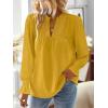 imageFalechay Boho Tops for Women V Neck Blouses Flowy Swiss Dot Dressy Casual Lace Womens Long Sleeve Shirts Trendy 2026Yellow
