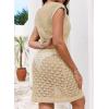 imageFalechay Swimsuit Coverup for Women Crochet Short Sleeve Bathing Suit Cover Up 2026 Swimwear Beach Dress Mesh Vacation OutfitApricot1