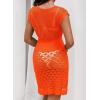 imageFalechay Swimsuit Coverup for Women Crochet Short Sleeve Bathing Suit Cover Up 2026 Swimwear Beach Dress Mesh Vacation OutfitOrange