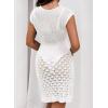 imageFalechay Swimsuit Coverup for Women Crochet Short Sleeve Bathing Suit Cover Up 2026 Swimwear Beach Dress Mesh Vacation OutfitWhite1