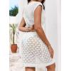 imageFalechay Swimsuit Coverup for Women Crochet Short Sleeve Bathing Suit Cover Up 2026 Swimwear Beach Dress Mesh Vacation OutfitWhite1