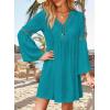 imageFalechay Swimsuit Coverup for Women Long Bell Sleeve Contrast Lace Bathing Suit Cover Up for Swimwear Bikini V Neck LooseMint Green