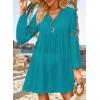 imageFalechay Swimsuit Coverup for Women Long Bell Sleeve Contrast Lace Bathing Suit Cover Up for Swimwear Bikini V Neck LooseMint Green1