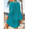 imageFalechay Swimsuit Coverup for Women Long Bell Sleeve Contrast Lace Bathing Suit Cover Up for Swimwear Bikini V Neck LooseMint Green1