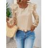 imageFalechay Womens Bow Tie Back Tops Square Neck Long Ruffle Sleeve TShirts Cute Babydoll Chiffon Texture Women Trendy TunicApricot
