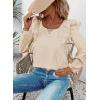 imageFalechay Womens Bow Tie Back Tops Square Neck Long Ruffle Sleeve TShirts Cute Babydoll Chiffon Texture Women Trendy TunicApricot