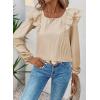 imageFalechay Womens Bow Tie Back Tops Square Neck Long Ruffle Sleeve TShirts Cute Babydoll Chiffon Texture Women Trendy TunicApricot