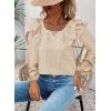 imageFalechay Womens Bow Tie Back Tops Square Neck Long Ruffle Sleeve TShirts Cute Babydoll Chiffon Texture Women Trendy TunicApricot