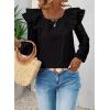 imageFalechay Womens Bow Tie Back Tops Square Neck Long Ruffle Sleeve TShirts Cute Babydoll Chiffon Texture Women Trendy TunicBlack