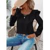 imageFalechay Womens Bow Tie Back Tops Square Neck Long Ruffle Sleeve TShirts Cute Babydoll Chiffon Texture Women Trendy TunicBlack