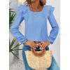 imageFalechay Womens Bow Tie Back Tops Square Neck Long Ruffle Sleeve TShirts Cute Babydoll Chiffon Texture Women Trendy TunicBlue