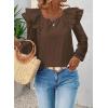 imageFalechay Womens Bow Tie Back Tops Square Neck Long Ruffle Sleeve TShirts Cute Babydoll Chiffon Texture Women Trendy TunicBrown