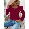 imageFalechay Womens Bow Tie Back Tops Square Neck Long Ruffle Sleeve TShirts Cute Babydoll Chiffon Texture Women Trendy TunicBurgundy