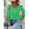 imageFalechay Womens Bow Tie Back Tops Square Neck Long Ruffle Sleeve TShirts Cute Babydoll Chiffon Texture Women Trendy TunicClover Green