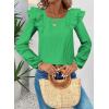 imageFalechay Womens Bow Tie Back Tops Square Neck Long Ruffle Sleeve TShirts Cute Babydoll Chiffon Texture Women Trendy TunicClover Green