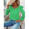 imageFalechay Womens Bow Tie Back Tops Square Neck Long Ruffle Sleeve TShirts Cute Babydoll Chiffon Texture Women Trendy TunicClover Green