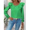 imageFalechay Womens Bow Tie Back Tops Square Neck Long Ruffle Sleeve TShirts Cute Babydoll Chiffon Texture Women Trendy TunicClover Green