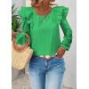 imageFalechay Womens Bow Tie Back Tops Square Neck Long Ruffle Sleeve TShirts Cute Babydoll Chiffon Texture Women Trendy TunicClover Green