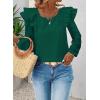 imageFalechay Womens Bow Tie Back Tops Square Neck Long Ruffle Sleeve TShirts Cute Babydoll Chiffon Texture Women Trendy TunicDark Green
