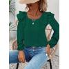 imageFalechay Womens Bow Tie Back Tops Square Neck Long Ruffle Sleeve TShirts Cute Babydoll Chiffon Texture Women Trendy TunicDark Green