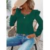imageFalechay Womens Bow Tie Back Tops Square Neck Long Ruffle Sleeve TShirts Cute Babydoll Chiffon Texture Women Trendy TunicDark Green