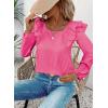 imageFalechay Womens Bow Tie Back Tops Square Neck Long Ruffle Sleeve TShirts Cute Babydoll Chiffon Texture Women Trendy TunicHot Pink