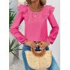 imageFalechay Womens Bow Tie Back Tops Square Neck Long Ruffle Sleeve TShirts Cute Babydoll Chiffon Texture Women Trendy TunicHot Pink