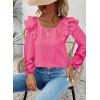 imageFalechay Womens Bow Tie Back Tops Square Neck Long Ruffle Sleeve TShirts Cute Babydoll Chiffon Texture Women Trendy TunicHot Pink