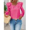imageFalechay Womens Bow Tie Back Tops Square Neck Long Ruffle Sleeve TShirts Cute Babydoll Chiffon Texture Women Trendy TunicHot Pink
