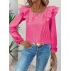 imageFalechay Womens Bow Tie Back Tops Square Neck Long Ruffle Sleeve TShirts Cute Babydoll Chiffon Texture Women Trendy TunicHot Pink