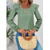 imageFalechay Womens Bow Tie Back Tops Square Neck Long Ruffle Sleeve TShirts Cute Babydoll Chiffon Texture Women Trendy TunicLight Green