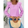 imageFalechay Womens Bow Tie Back Tops Square Neck Long Ruffle Sleeve TShirts Cute Babydoll Chiffon Texture Women Trendy TunicLight Purple