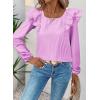 imageFalechay Womens Bow Tie Back Tops Square Neck Long Ruffle Sleeve TShirts Cute Babydoll Chiffon Texture Women Trendy TunicLight Purple