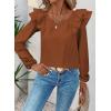 imageFalechay Womens Bow Tie Back Tops Square Neck Long Ruffle Sleeve TShirts Cute Babydoll Chiffon Texture Women Trendy TunicOrange